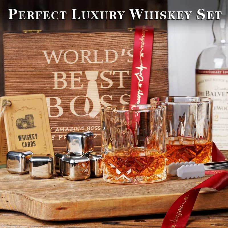 Engraved Stainless Steel Whiskey Stones Set for Him