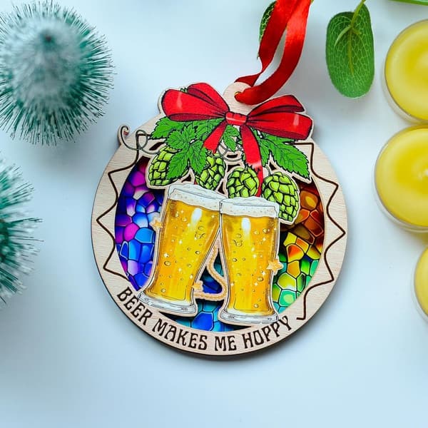 Beer Ornament for Christmas Tree, Hoppy Decoration Gift for Enthusiasts