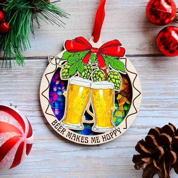 Beer Ornament for Christmas Tree, Hoppy Decoration Gift for Enthusiasts