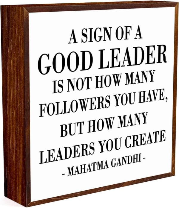 Inspirational Leadership Wooden Box Sign for Office Decor