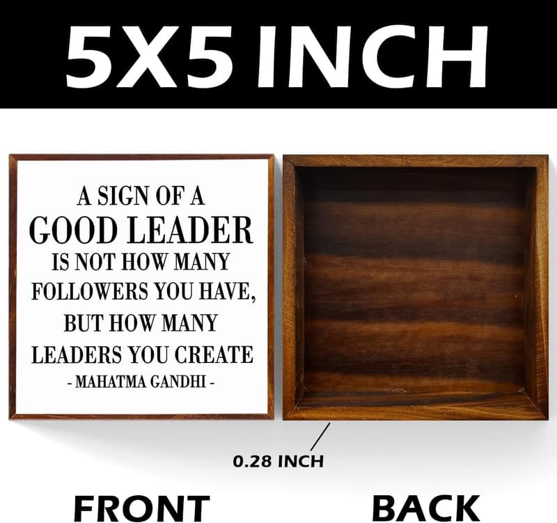 Inspirational Leadership Wooden Box Sign for Office Decor