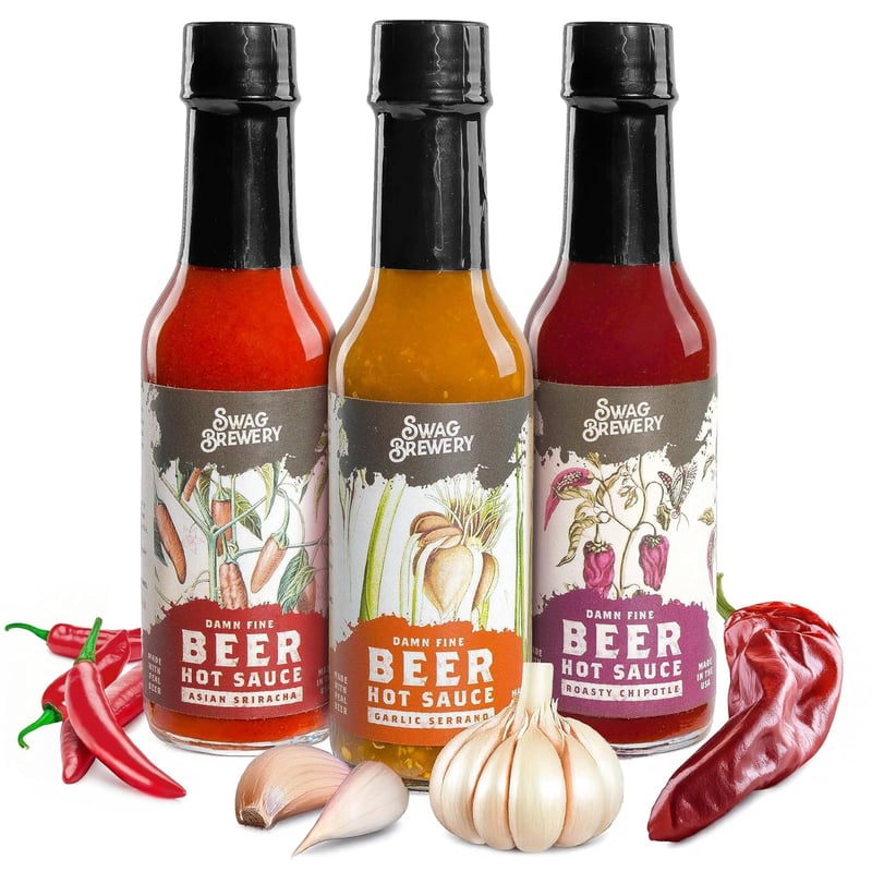 Craft Beer Hot Sauce Variety 3-Pack - Perfect Gift for Beer Lovers