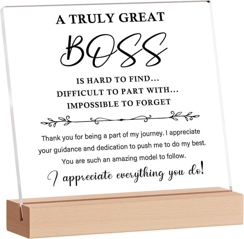 Boss Day Inspirational Acrylic Plaque for Women & Men