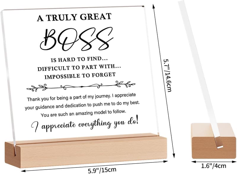 Boss Day Inspirational Acrylic Plaque for Women & Men