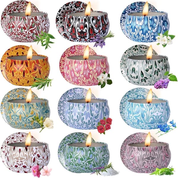 Christmas Scented Candle Set for Women – 12 Pack Soy Wax