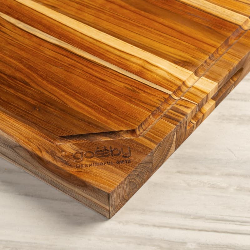Large Teak Wood Cutting Board with Juice Groove – Kitchen Gift