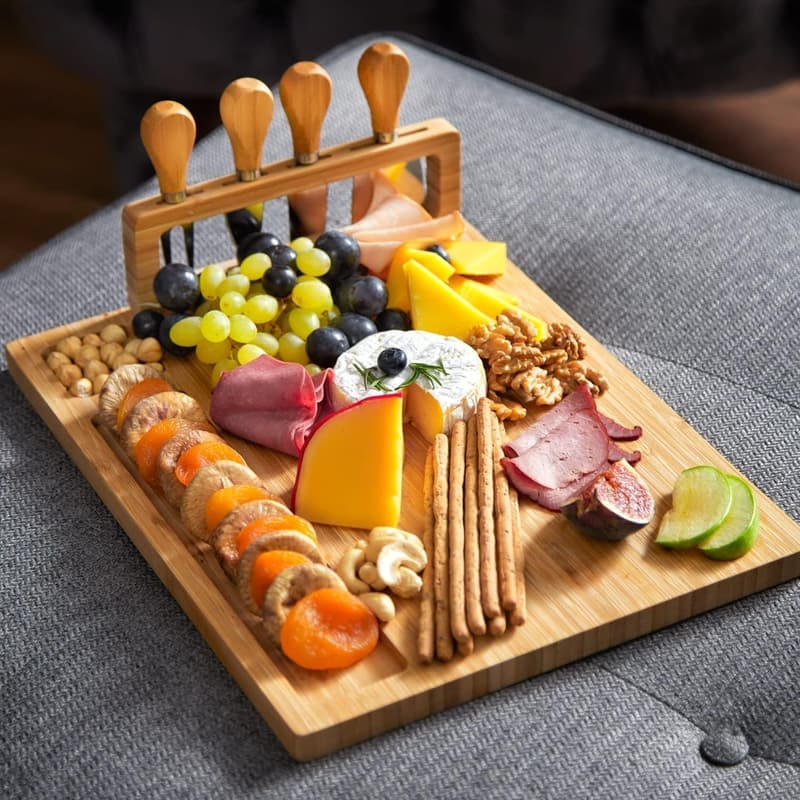 Bamboo Cheese Board Set - Perfect for Weddings & Housewarming Gifts