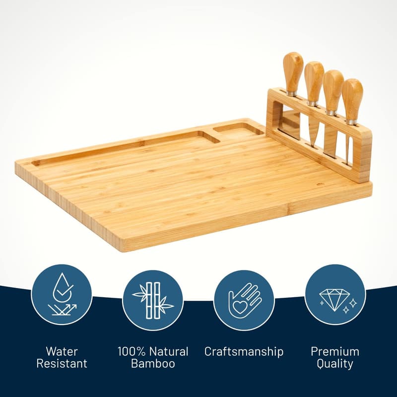 Bamboo Cheese Board Set - Perfect for Weddings & Housewarming Gifts