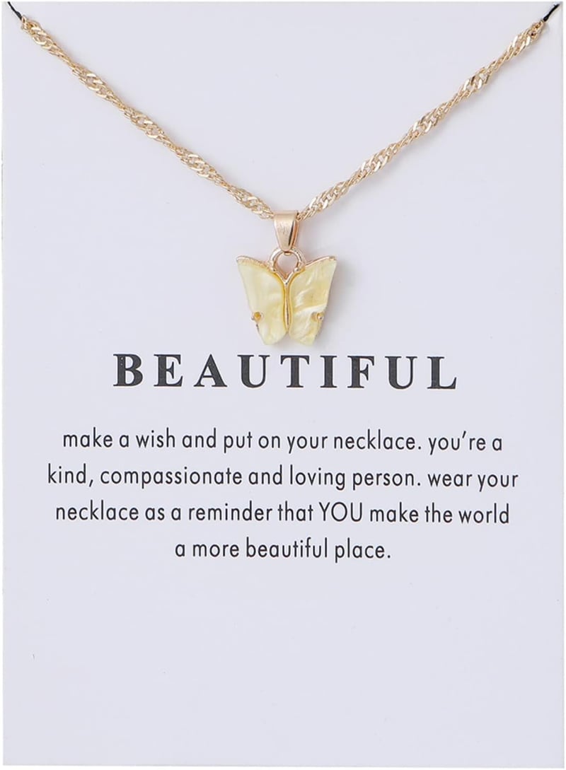 Colorful Butterfly Pendant Necklace Set for Women