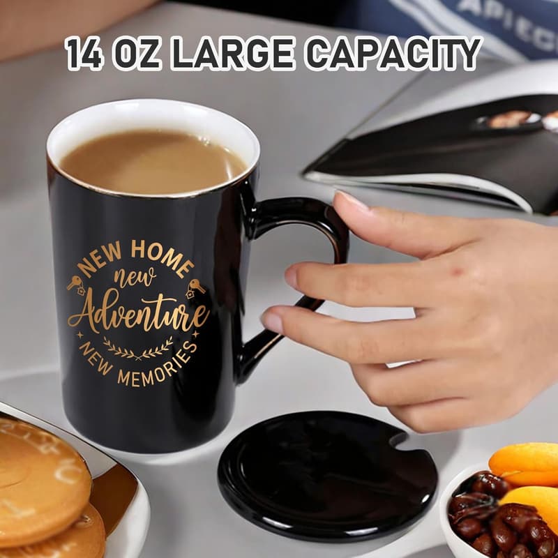 Housewarming Coffee Mug - 14oz Black & White for Couples