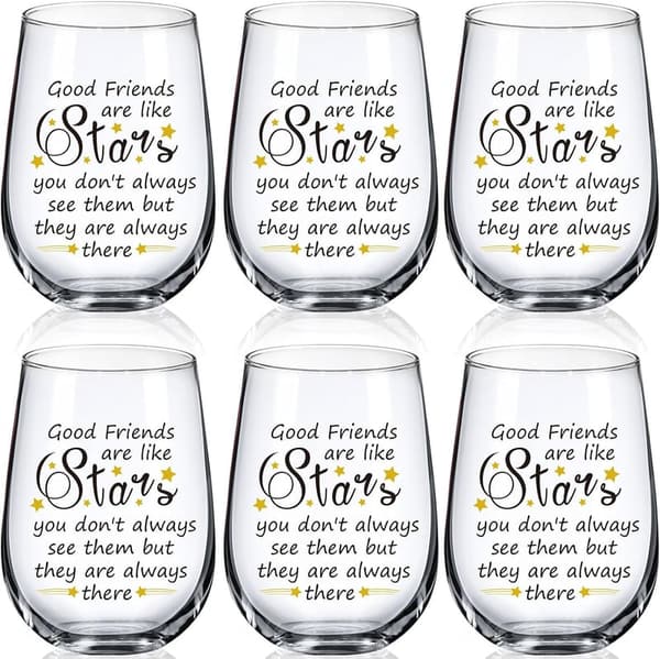 Friendship Wine Glasses 15 oz - Set of 6 for Women