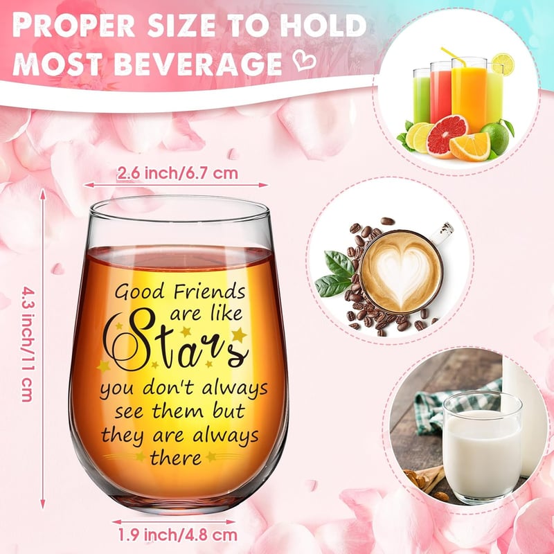 Friendship Wine Glasses 15 oz - Set of 6 for Women