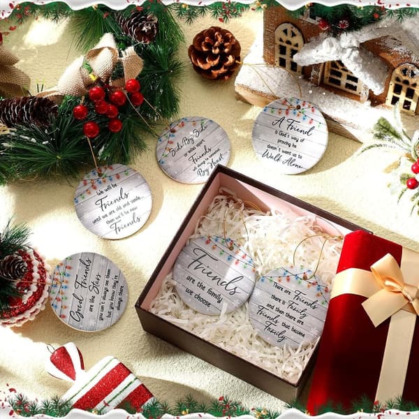 Christmas Friendship Ornaments - 6 Ceramic Tree Decor for Women