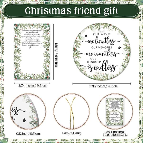 Christmas Friendship Ornaments - Round Ceramic Set with Cards