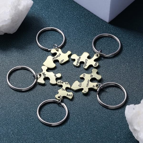 Best Friend Keychain Set - Matching Puzzle Keyrings