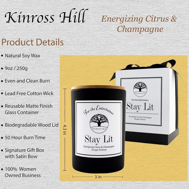 Citrus & Champagne Soy Candle - Funny Birthday Gift, 9 オズ