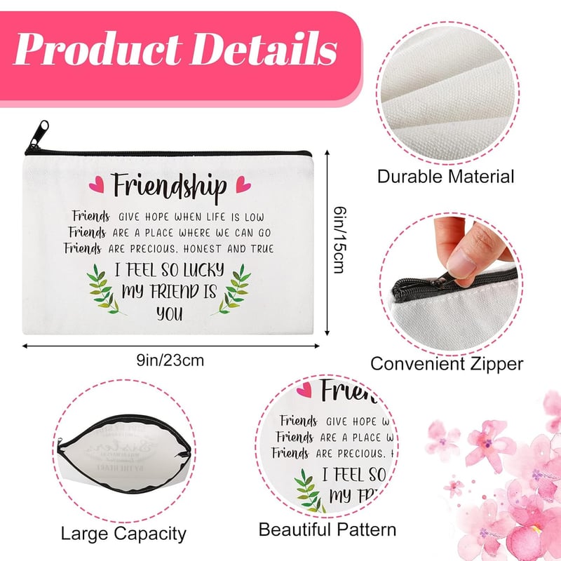 Friendship Gifts: 12-Piece Makeup Bag & Bangle Set for Women