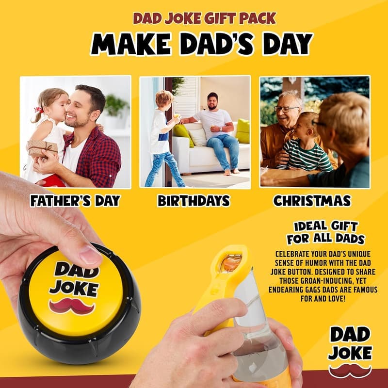 Ultimate Dad Joke Gag Gift: Talking Bottle Opener & Button
