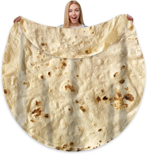 Giant Double-Sided Tortilla Blanket - Personalized Novelty Throw 60
