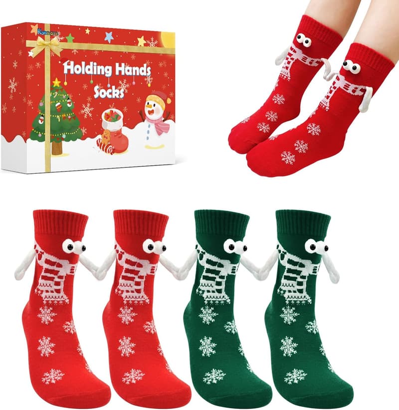 Funny Christmas Magnetic Socks for Couples - 2 Pairs Gag Gift