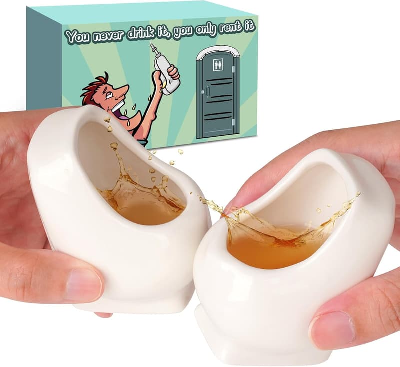 Funny Urinal Shot Glasses - Gag Gift for Men and Dads