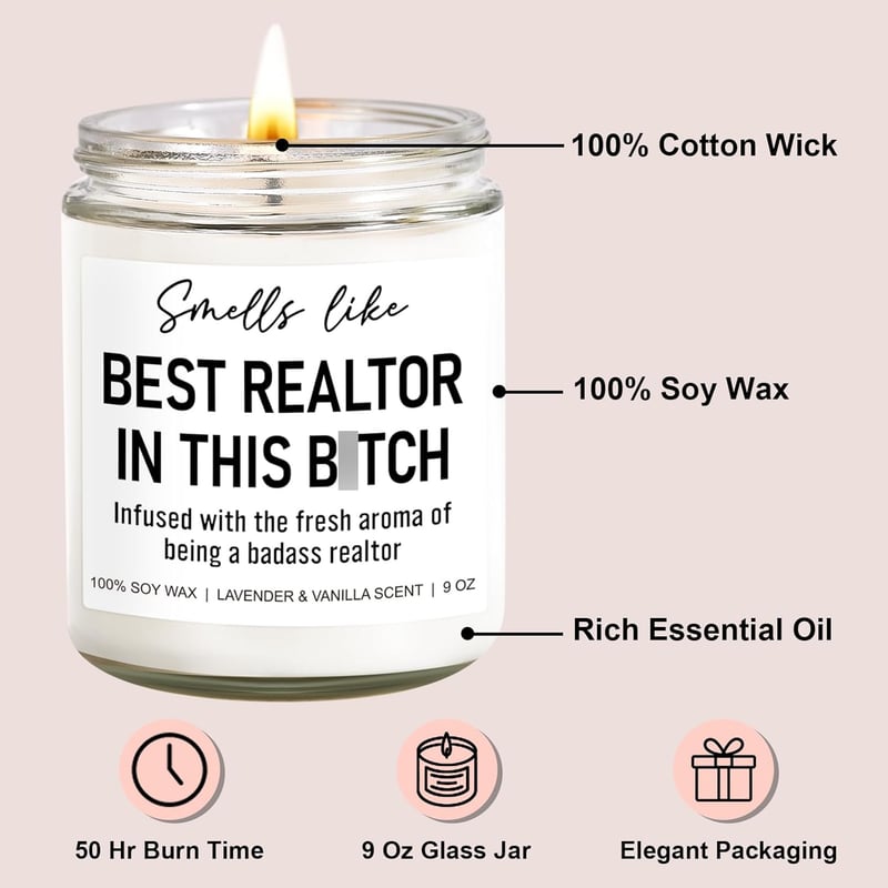 Realtor Closing Gifts: Funny Scented Candle for Agents, 9 oz