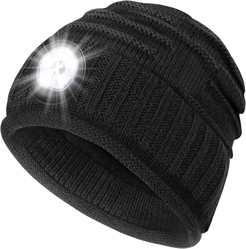 Rechargeable LED Beanie Hat for Men - Winter Gift Idea