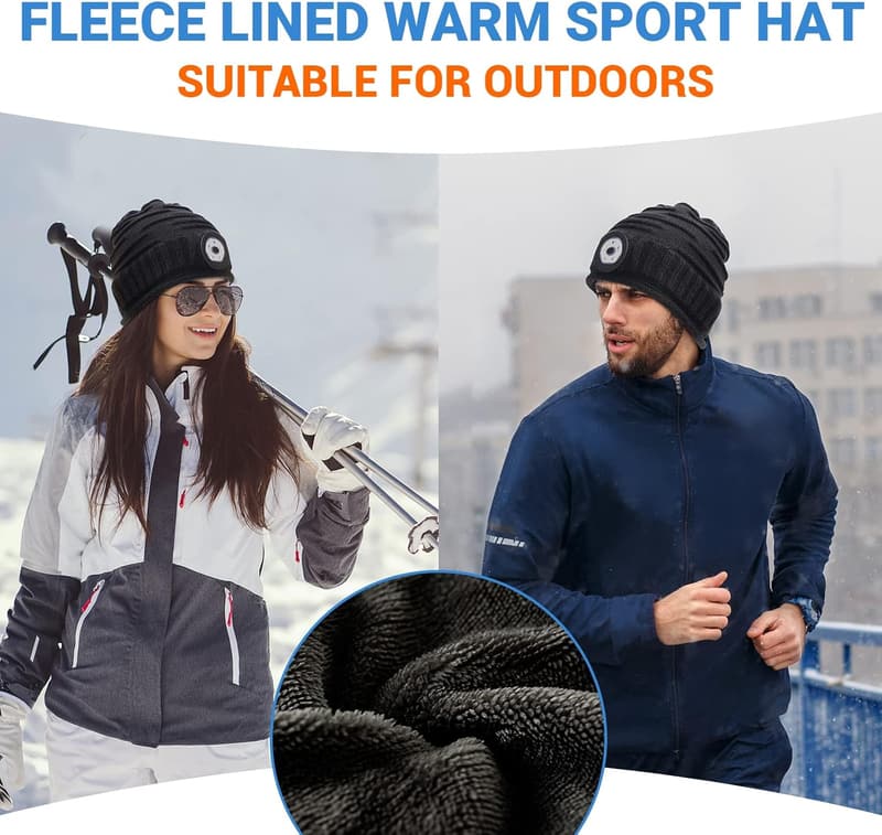 Rechargeable LED Beanie Hat for Men - Winter Gift Idea