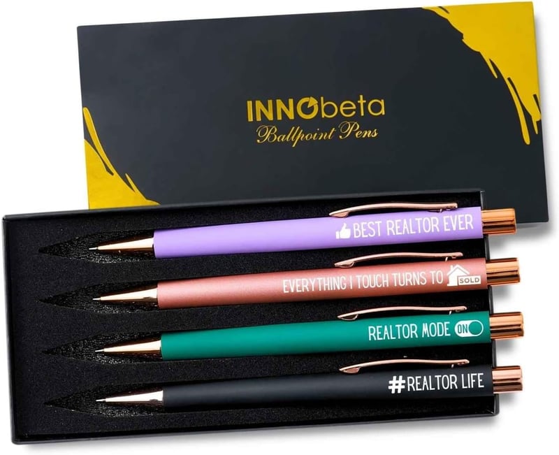 Funny Realtor Gift Pen Set for Women - 4 Ballpoint Pens