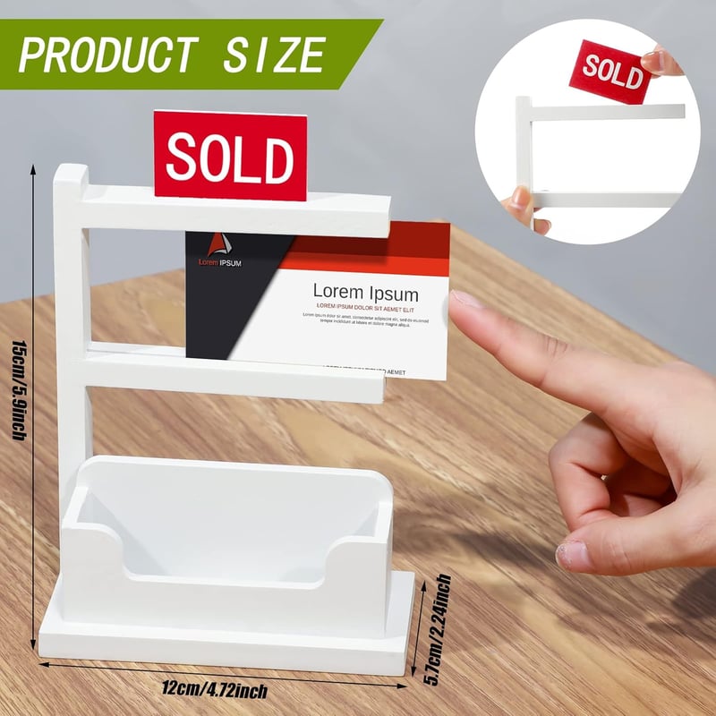 Rustic Wooden Business Card Holder for Real Estate Agents