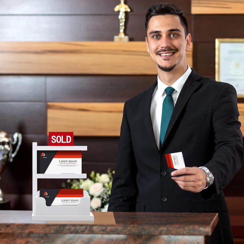 Rustic Wooden Business Card Holder for Real Estate Agents