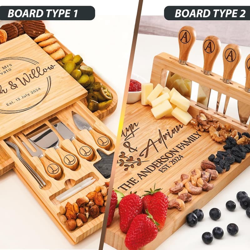 Custom Large Charcuterie Board Set for Couples