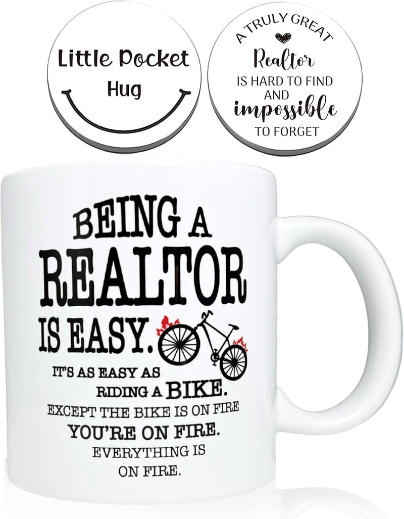 Realtor Closing Gift: Funny 11oz Coffee Mug & Pocket Hug Token