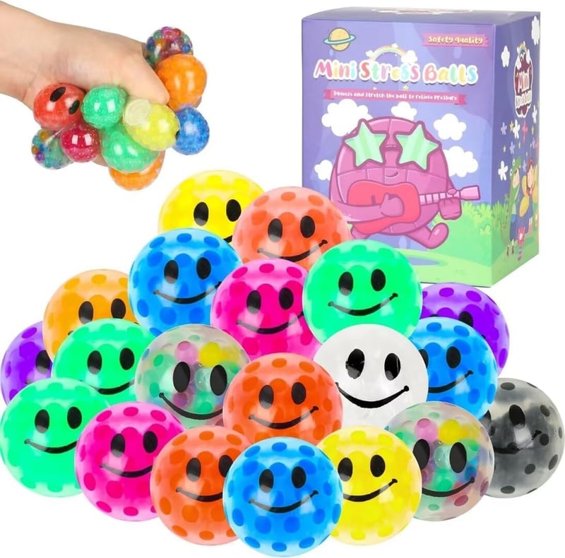 20 Pack Mini Stress Balls Set - Colorful Fidget Toys for Adults