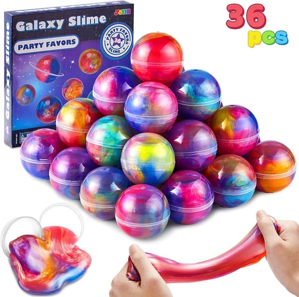 Galaxy Slime Balls Party Favors - 36 Pack, Non-Sticky & Safe