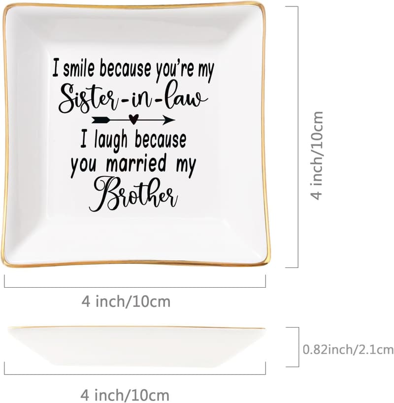 Sister-in-Law Birthday Gift: White Ring Dish with Quote