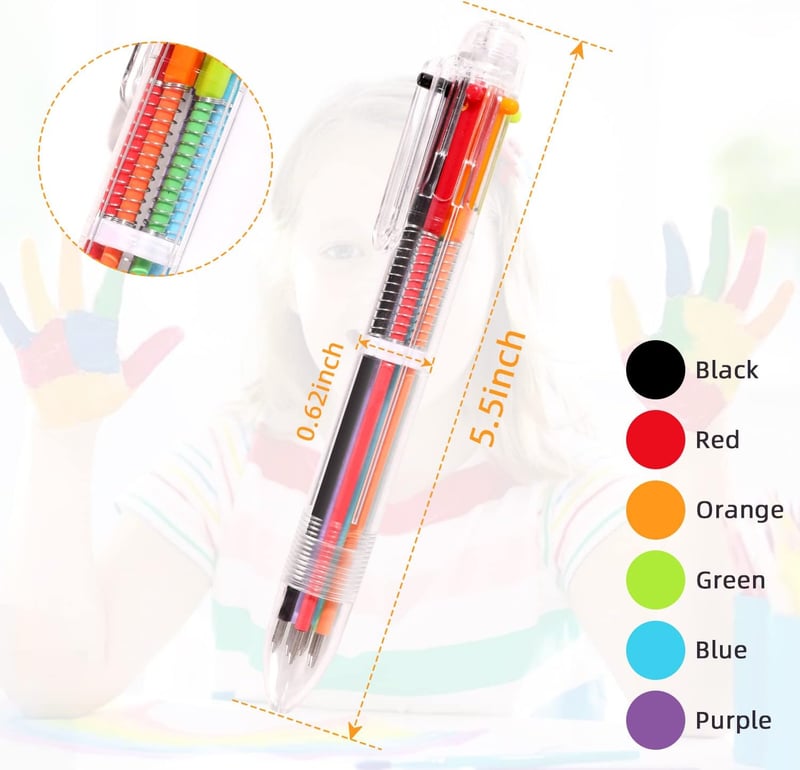 Multicolor 6-in-1 Ballpoint Pen Set for Students & Office Use