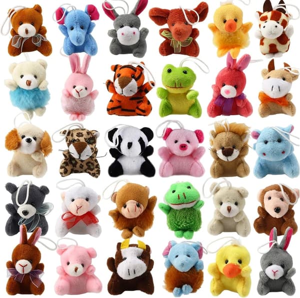 Mini Plush Animal Toy Set - 32 Cute Keychains for Kids