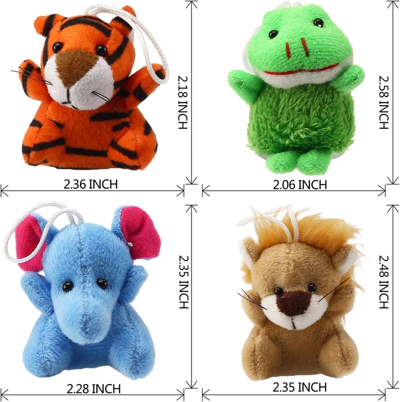 Mini Plush Animal Toy Set - 32 Cute Keychains for Kids