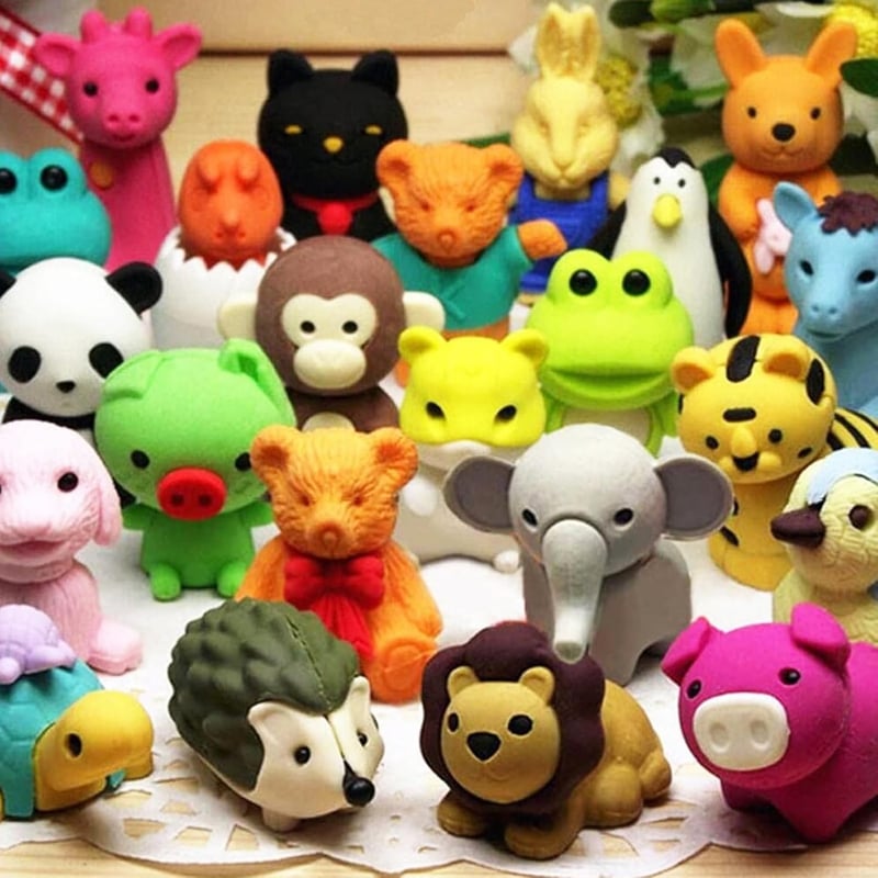 Animal Erasers Bulk Set – 60 Pcs for Kids' Parties and Rewards