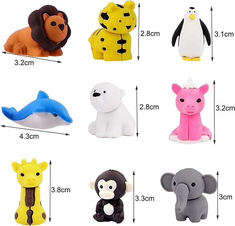 Animal Erasers Bulk Set – 60 Pcs for Kids' Parties and Rewards