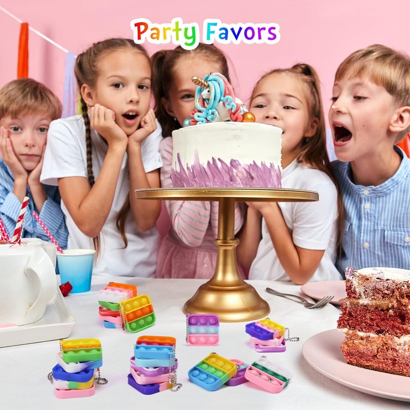Kids' Birthday Party Favors - 30 Mini Pop Fidget Keychains