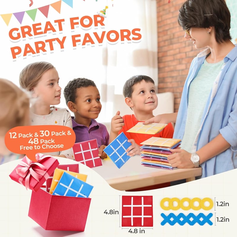 Classic Tic Tac Toe Board Game Set for Kids - 30 Pack