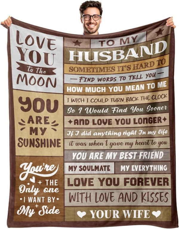 Anniversary Throw Blanket Gift for Husband, 50