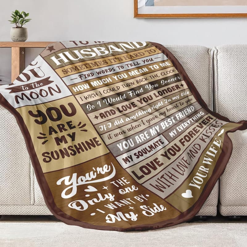 Anniversary Throw Blanket Gift for Husband, 50