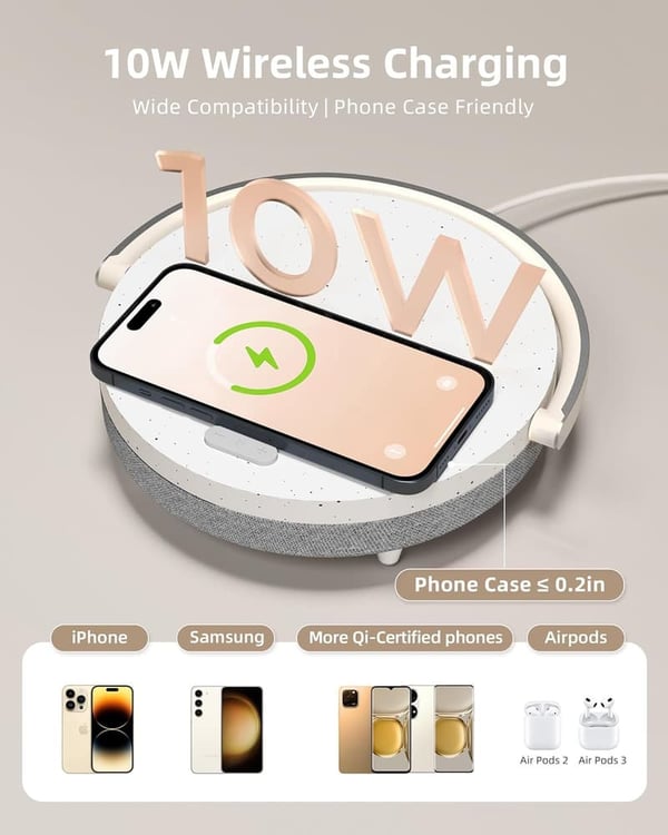 4-in-1 Dimmable LED Music Table Lamp with Wireless Charger