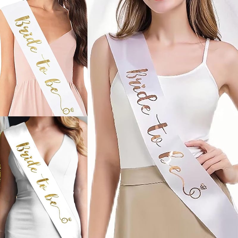 Bridal Shower Bride-to-Be Satin Sash with Rose Gold Lettering