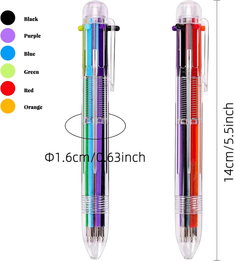 Multicolor Retractable Ballpoint Pens - 28 Pack for Students