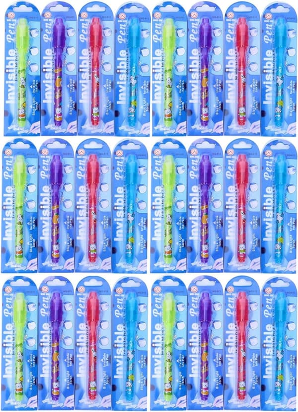 24-Piece Invisible Ink Spy Pen Set for Kids' Parties