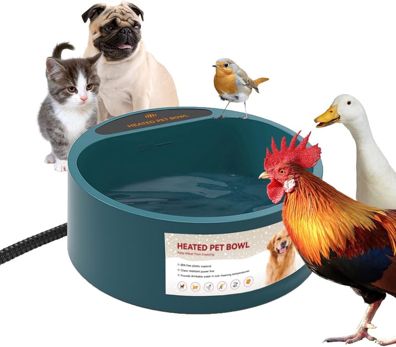 Heated Outdoor Pet Water Bowl - 2.2L with Chew-Resistant Cord